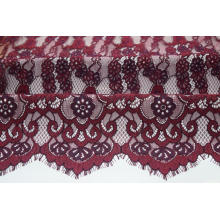 Nylon Cotton Rayon Wine Sophia Panel Lace Fabric